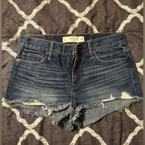 Vintage Abercrombie & Fitch Medium Blue Distressed Jean Shorts